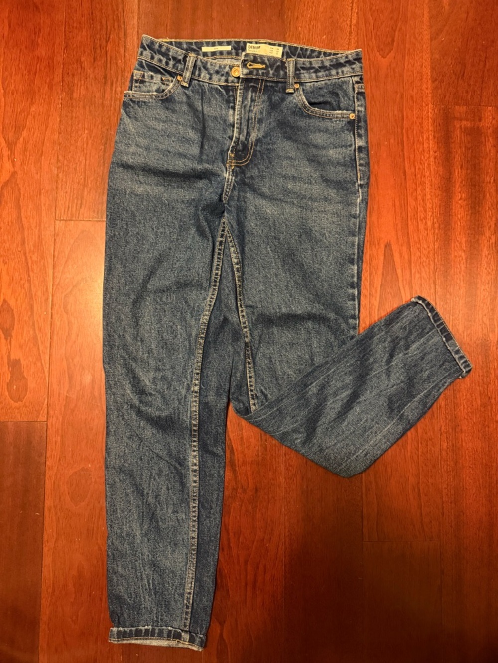 Bershka Women's Blue Relaxed Denim Jeans